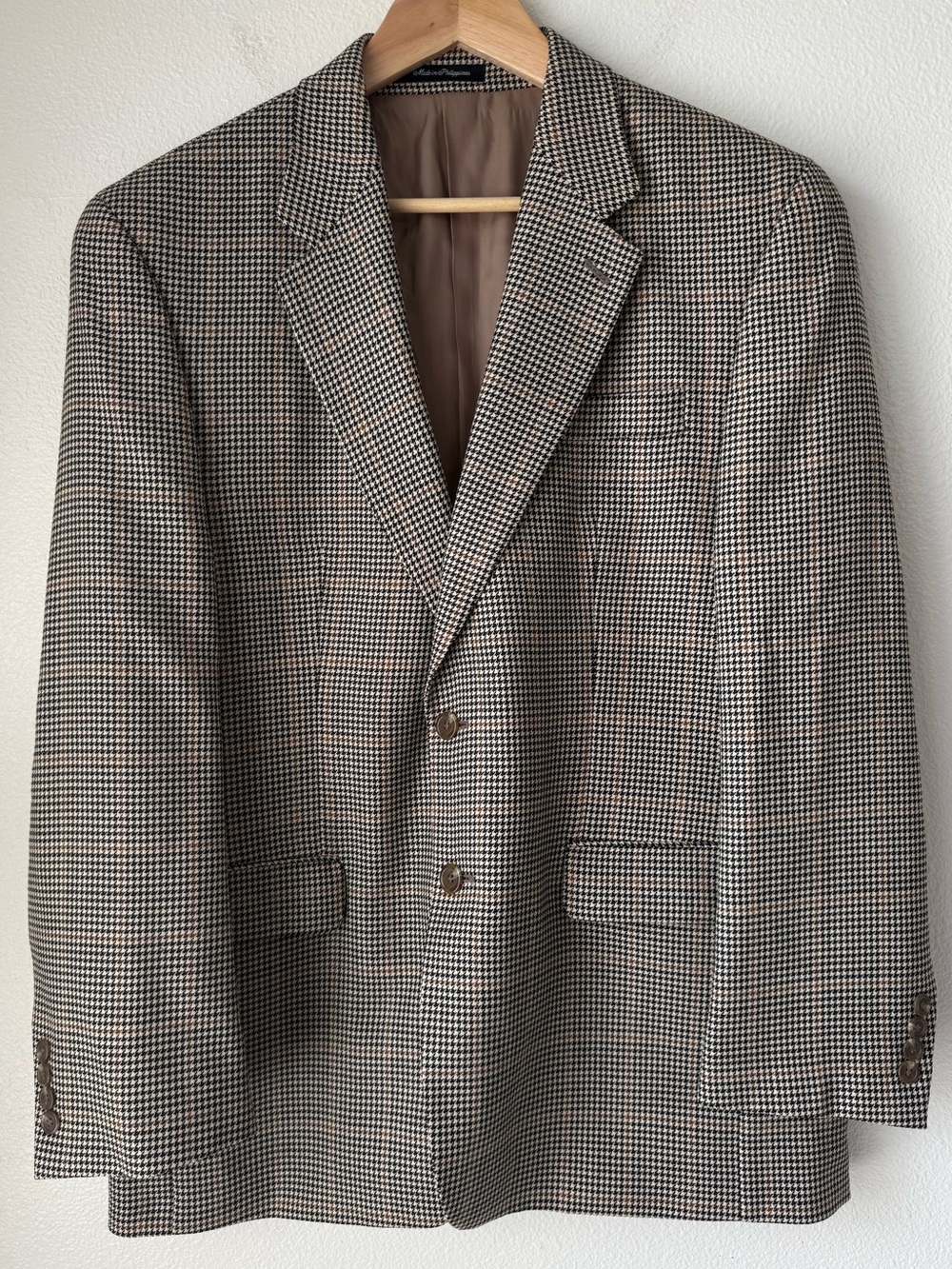 Vintage 90’s Lauren Ralph Lauren 42R Houndstooth Wool Blazer Macy's Men's Store
